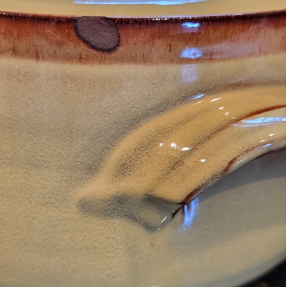 Vintage Seagrove North Carolina Yellow with Brown Pottery Casserole Dish w/ Lid - Picture 10 of 16